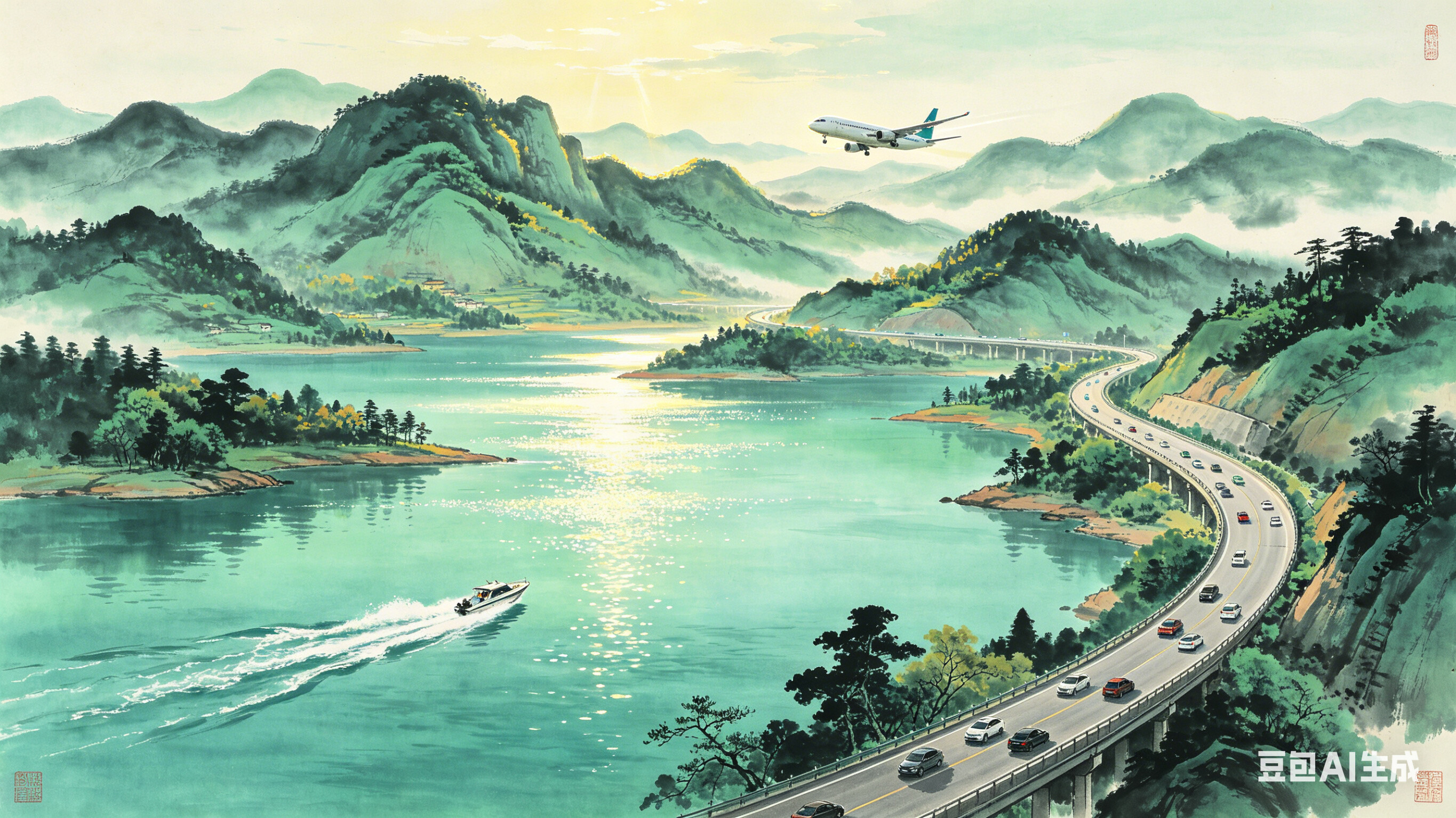 AI对话丹青——水墨山水与青绿山水的数字新生